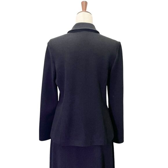 St. John Basics Set Black Santana Wool Knit Skirt Suit Small 6/8 Vintage Classic - Picture 9 of 16